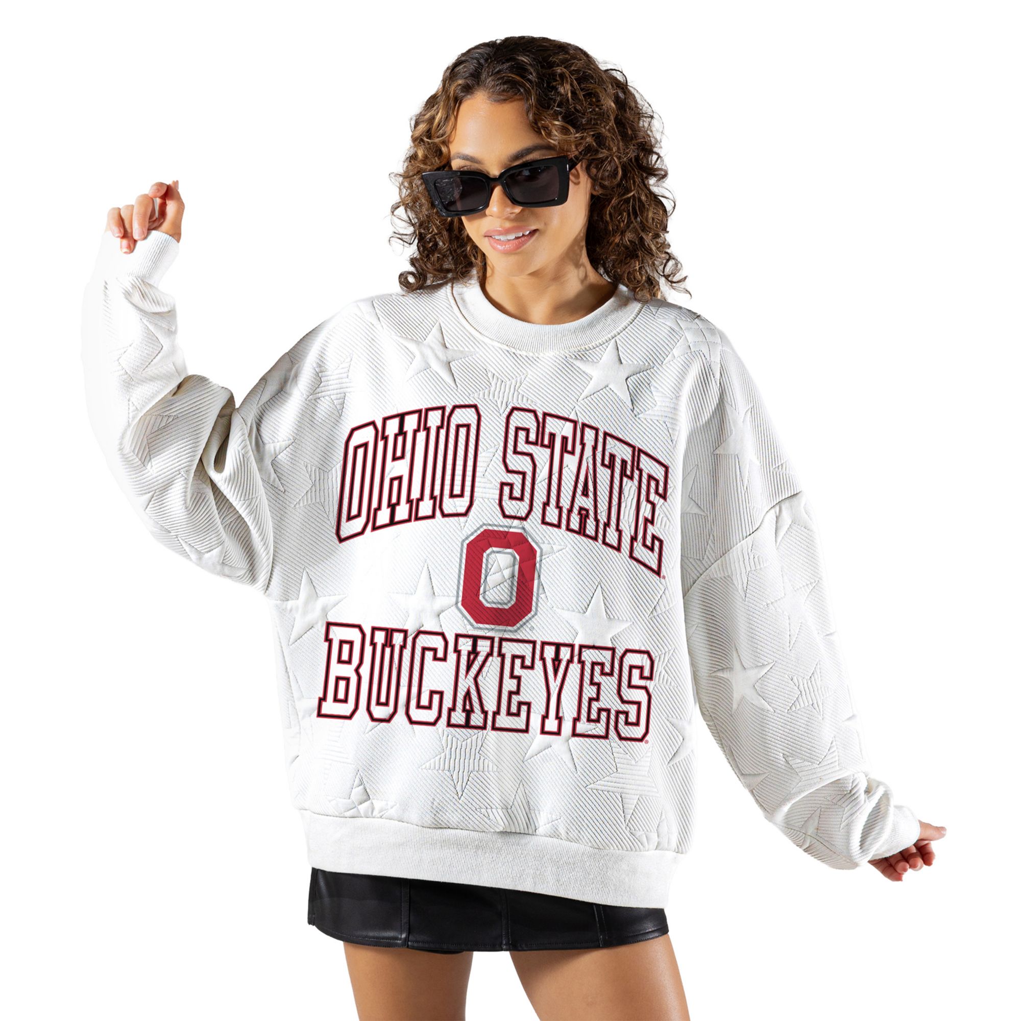 Gameday Couture Women's Ohio State Buckeyes Embossed Stars Premium Crewneck Sweatshirt