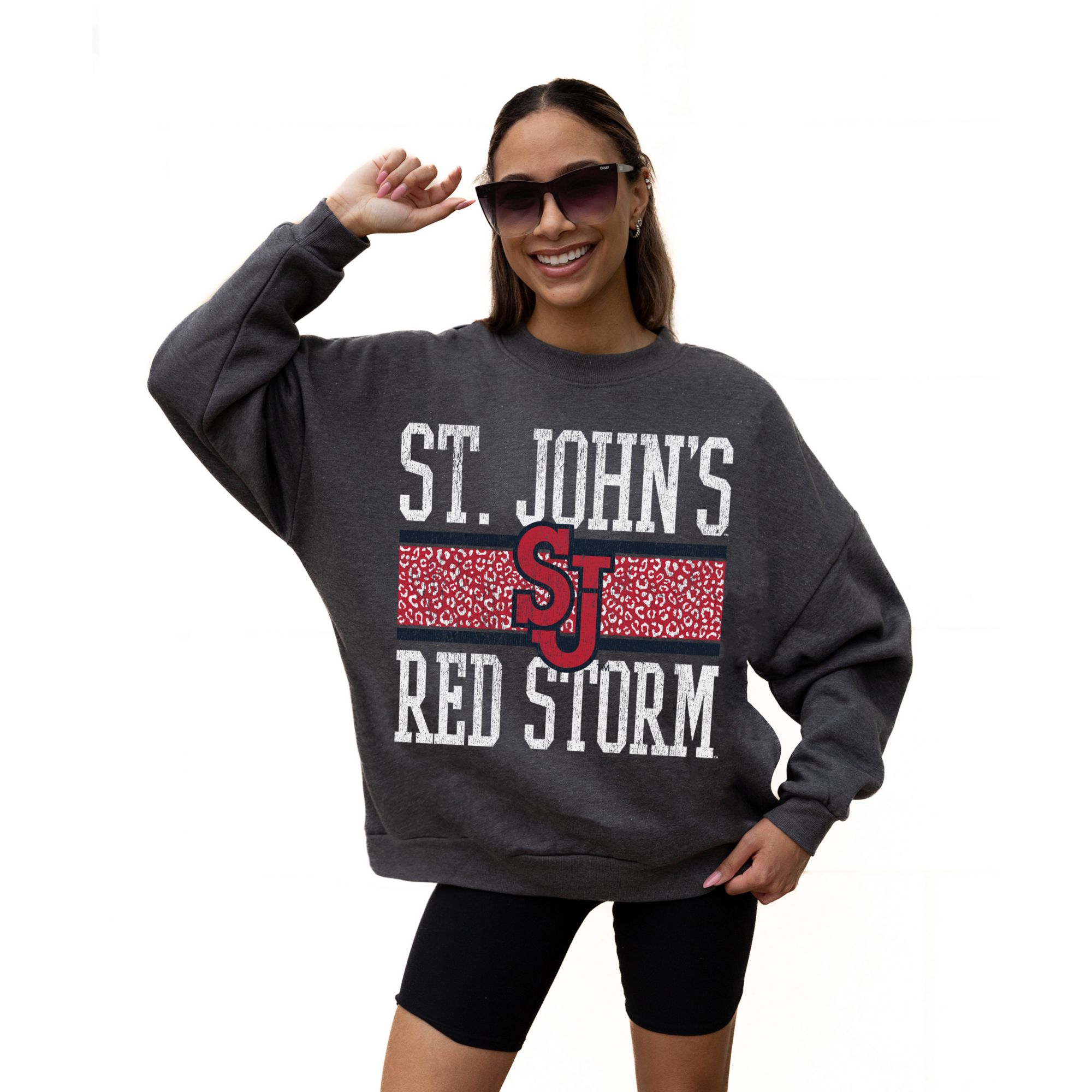 Gameday Couture Women's St. John's Red Storm Charcoal Fleece Drop Shoulder Pullover Crewneck Sweatshirt
