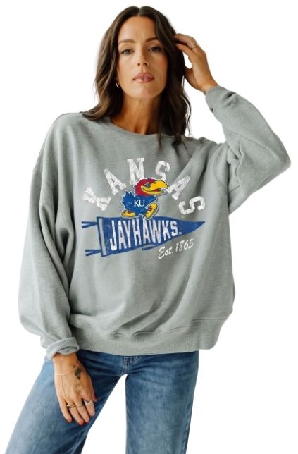 Gameday Social Women's Kansas Jayhawks Stillson Crewneck Sweatshirt