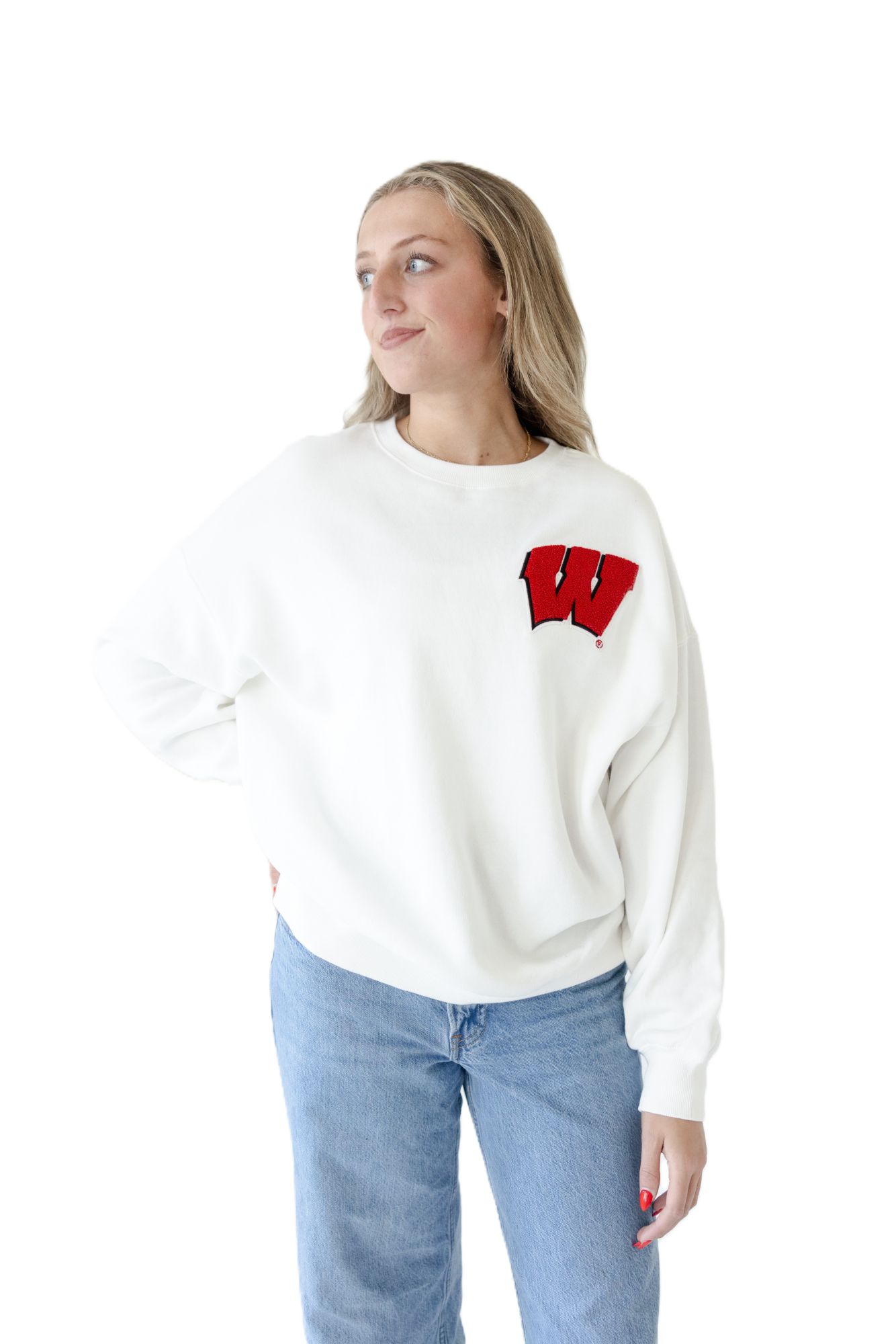 Gameday Social Women's Wisconsin Badgers Suave Suede Crewneck Sweatshirt