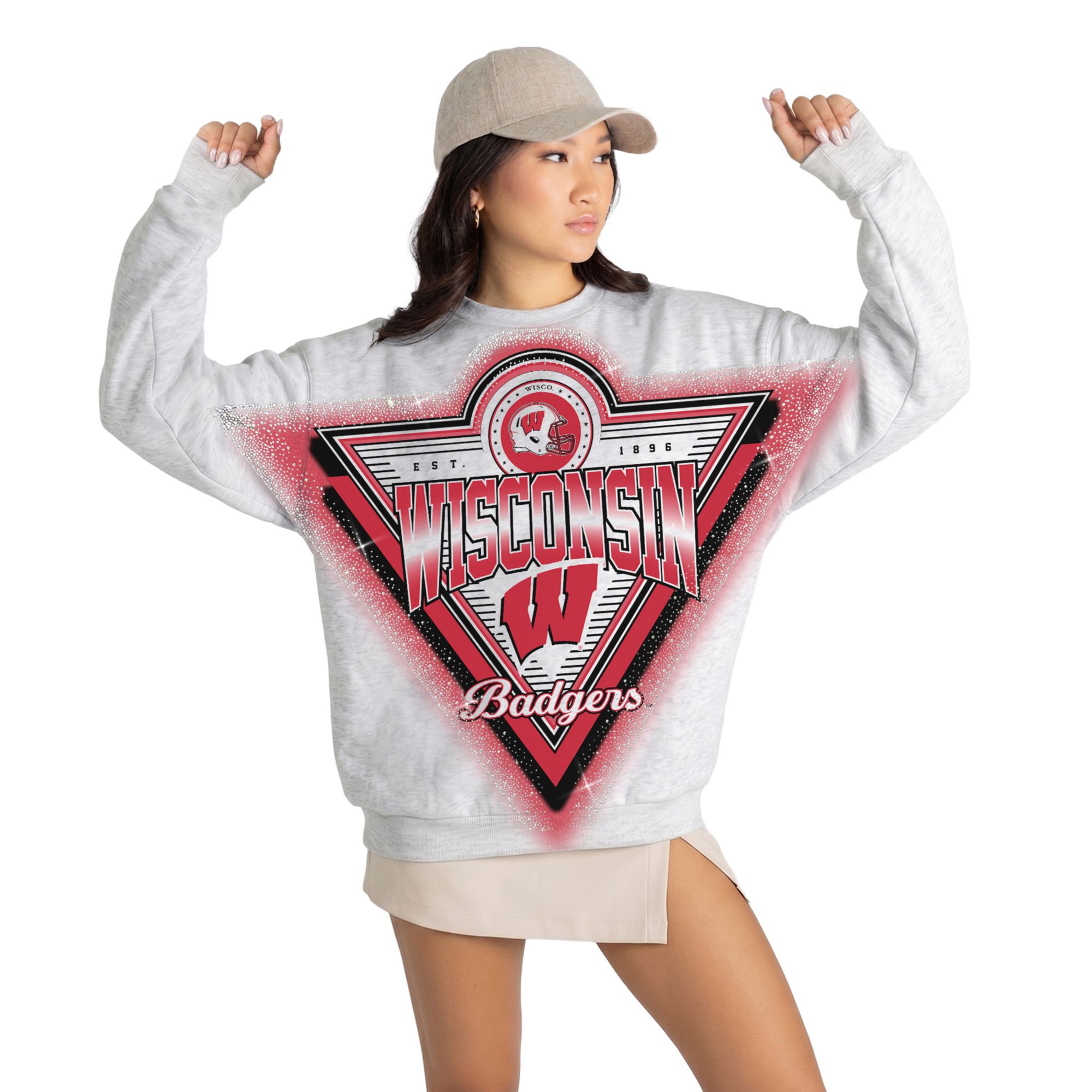 Gameday Couture Women's Wisconsin Badgers Rhinestone Premium Crewneck Sweatshirt