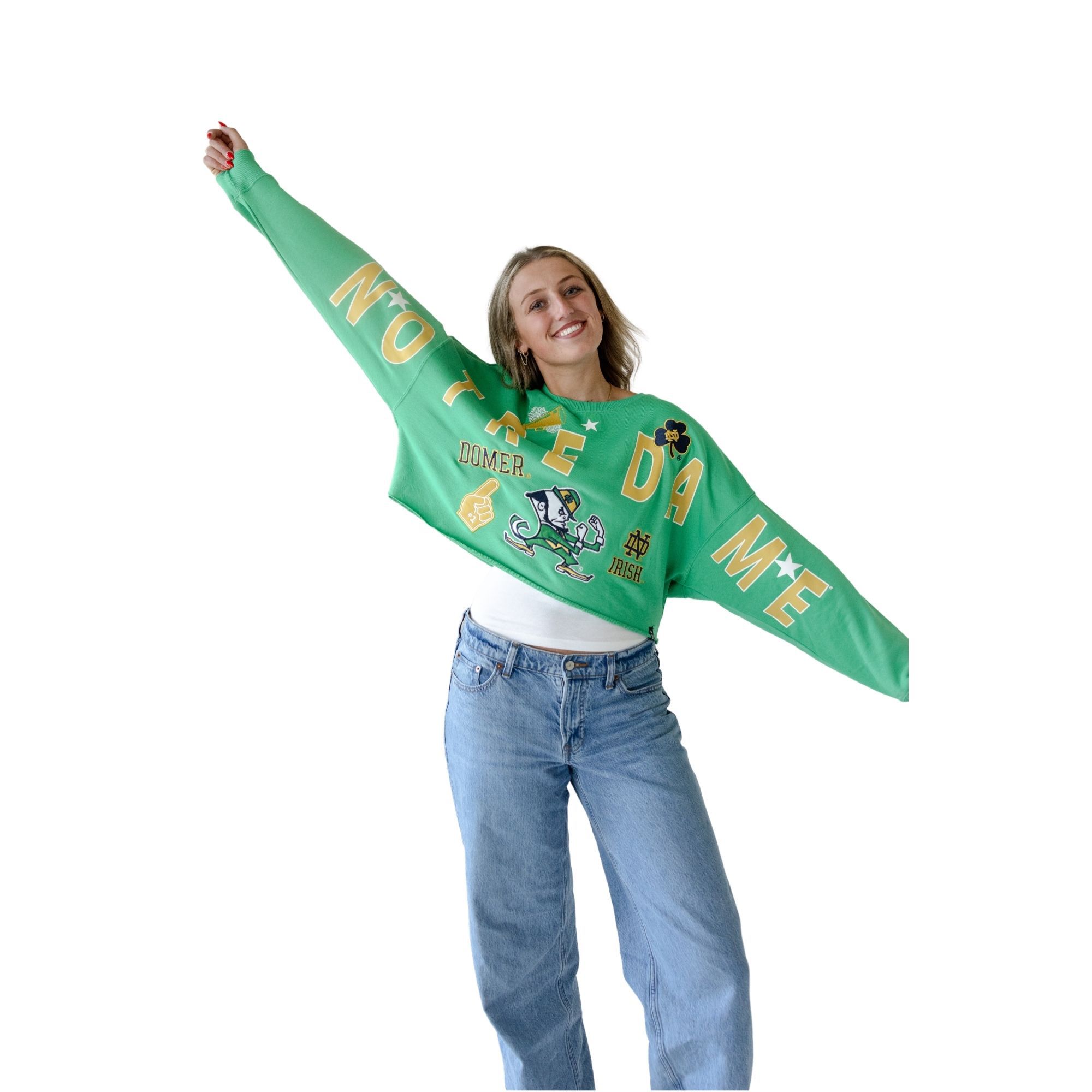 Gameday Social Women's Notre Dame Fighting Irish Green Crewneck Sweatshirt