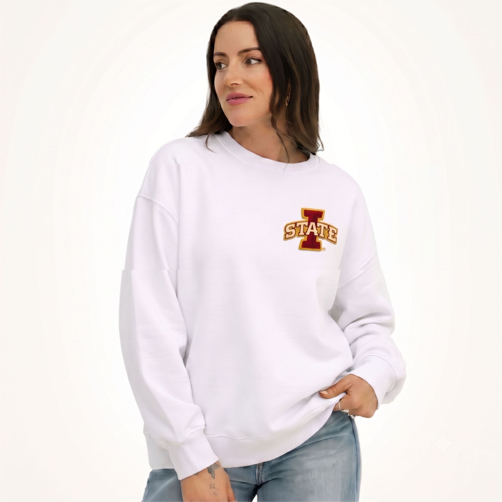 Gameday Social Women's Iowa State Cyclones White Suave Suede Crewneck Sweatshirt