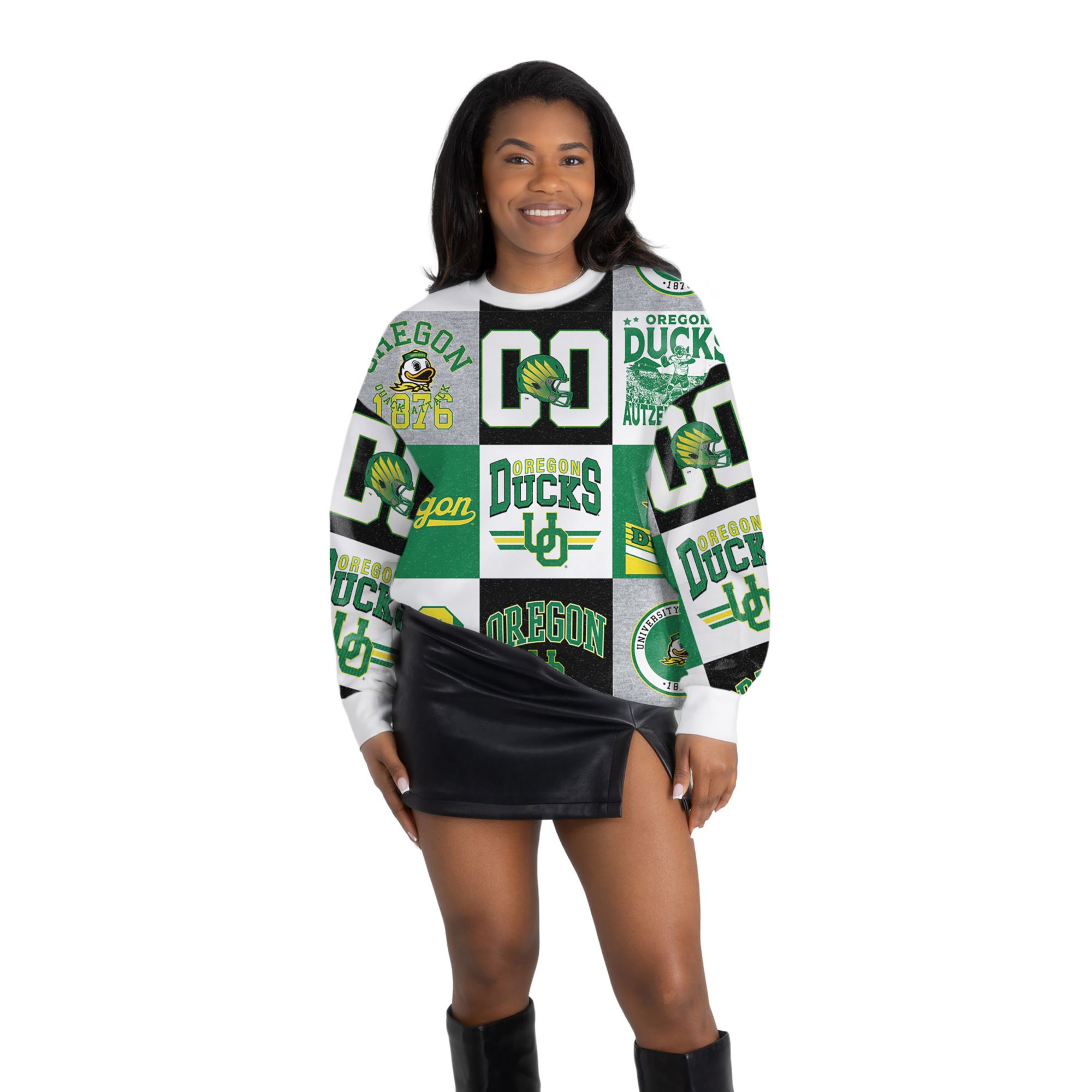Gameday Couture Women's Oregon Ducks All Over Print Crewneck Sweatshirt