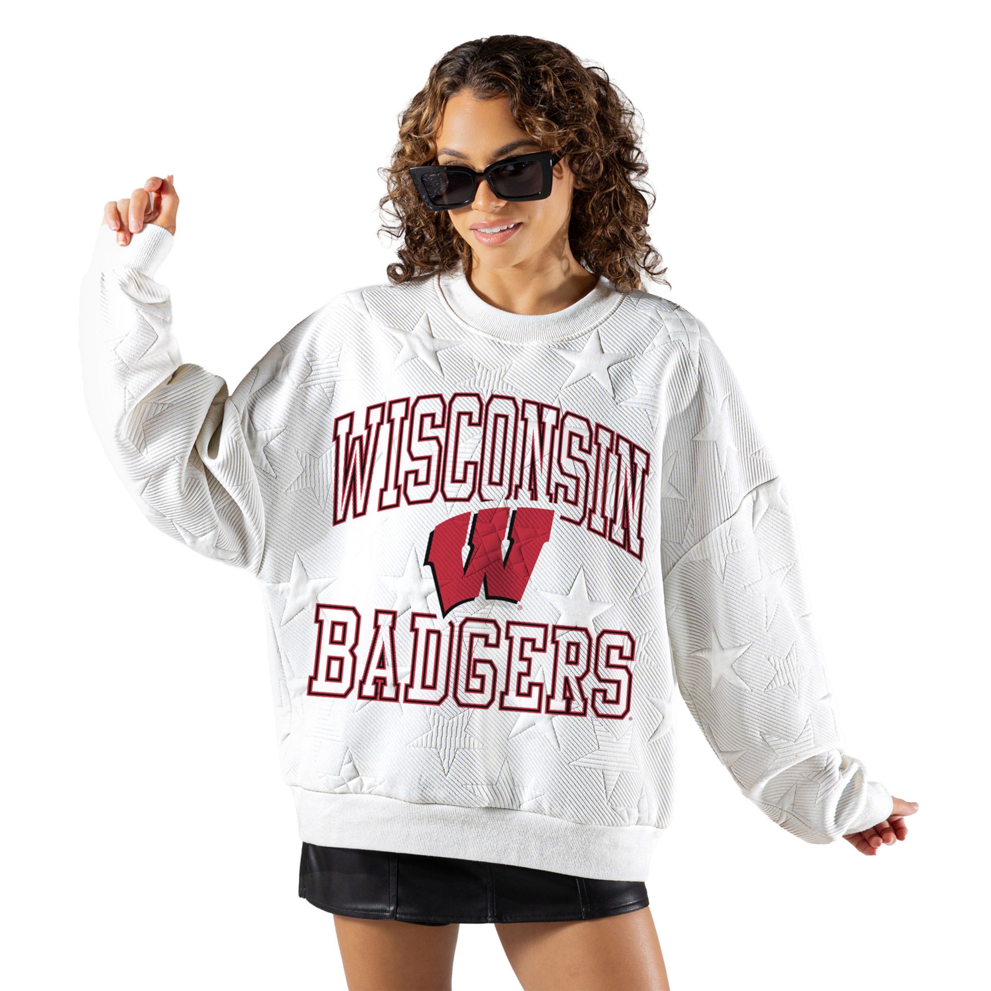 Gameday Couture Women's Wisconsin Badgers Embossed Stars Premium Crewneck Sweatshirt
