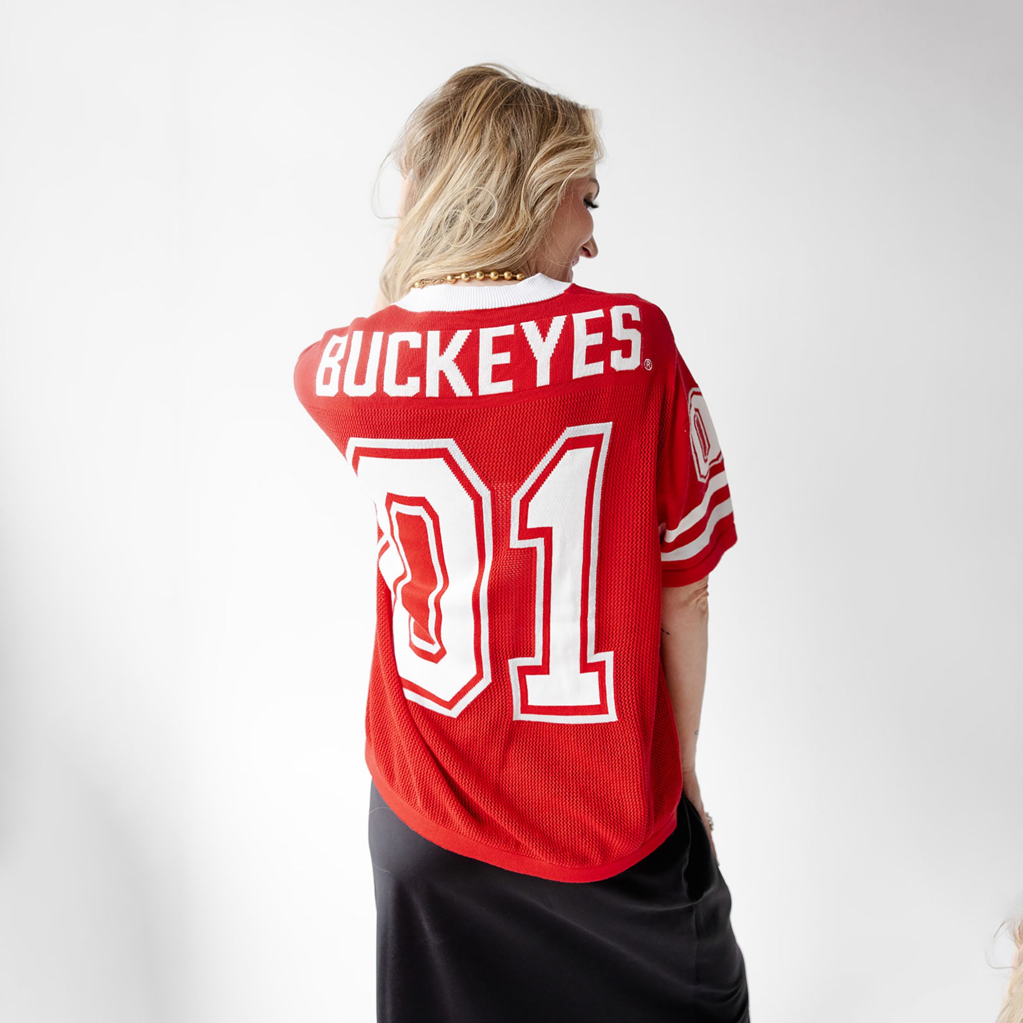 Gameday Social Women's Ohio State Buckeyes Red Sweater Jersey