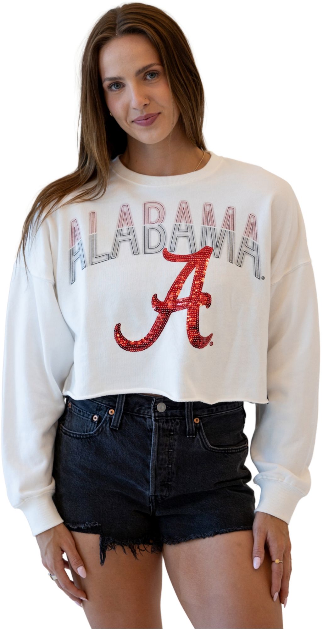Gameday Social Women's Alabama Crimson Tide White Starlite Crewneck Sweatshirt