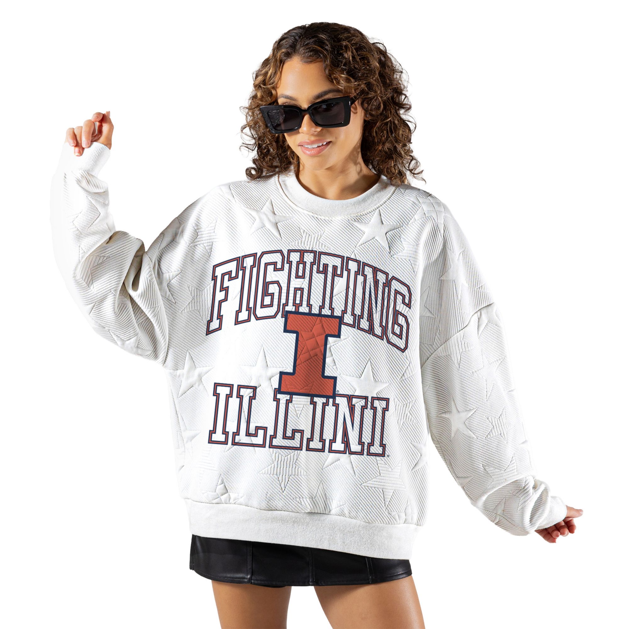 Gameday Couture Women's Illinois Fighting Illini Embossed Stars Premium Crewneck Sweatshirt