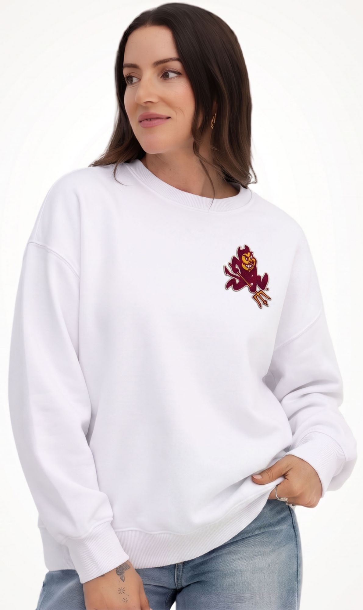 Gameday Social Women's Arizona State Sun Devils White Suave Suede Sweatshirt