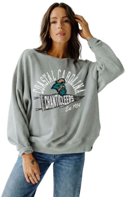 Gameday Social Women's Coastal Carolina Chanticleers Heather Grey Starlite Crewneck Sweatshirt