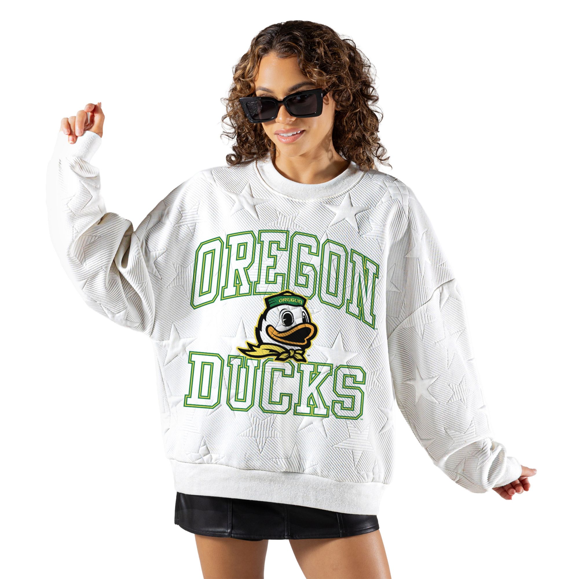 Gameday Couture Women's Oregon Ducks Embossed Stars Premium Crewneck Sweatshirt