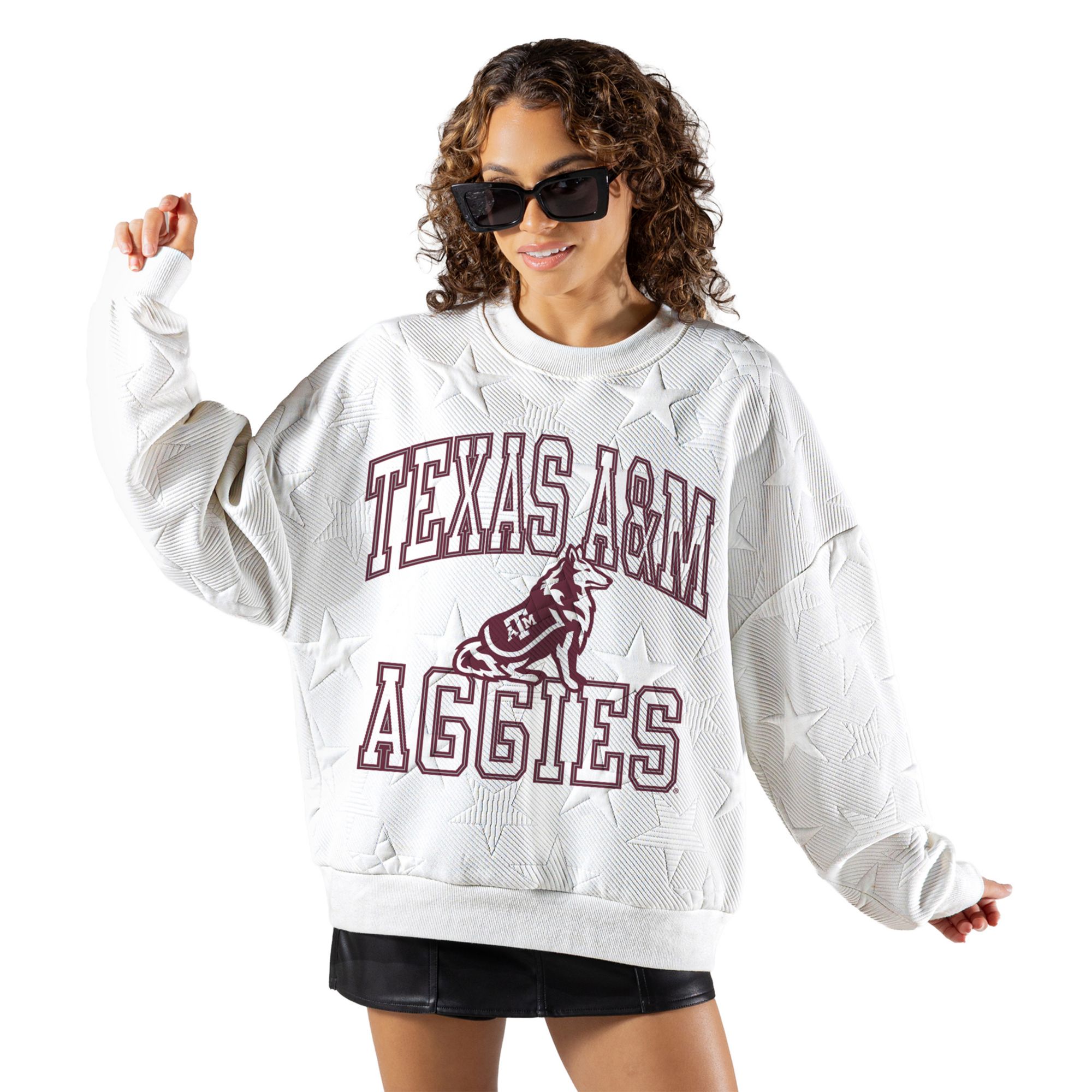 Gameday Couture Women's Texas A&amp;M Aggies Embossed Stars Premium Crewneck Sweatshirt