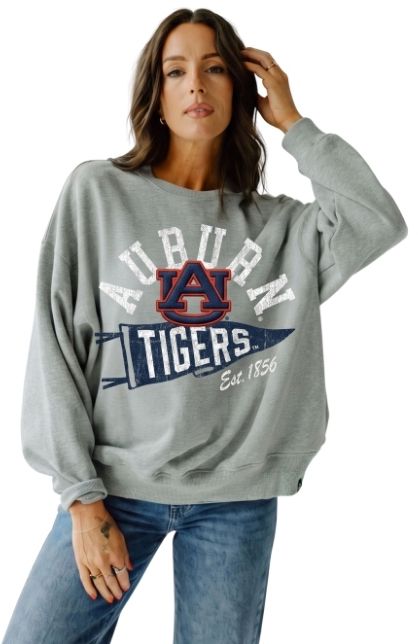 Gameday Social Women's Auburn Tigers Heather Grey Starlite Crewneck Sweatshirt
