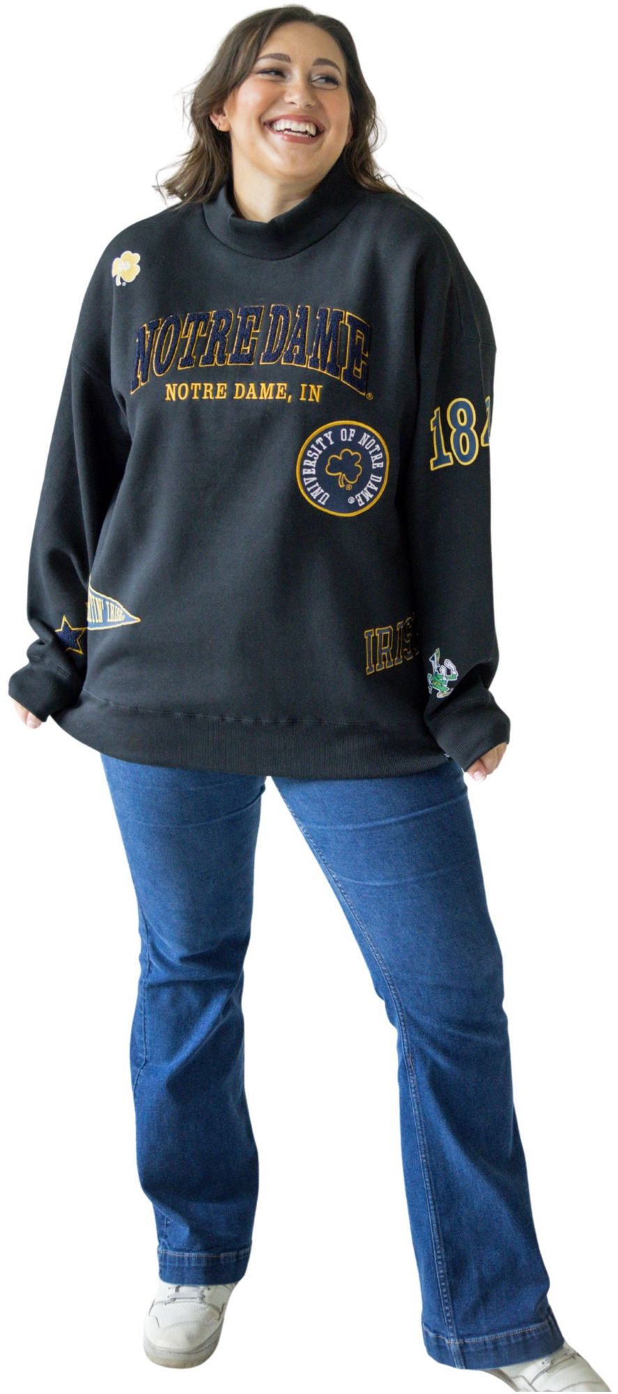 Gameday Social Women's Notre Dame Fighting Irish All Over Print Crewneck Sweatshirt