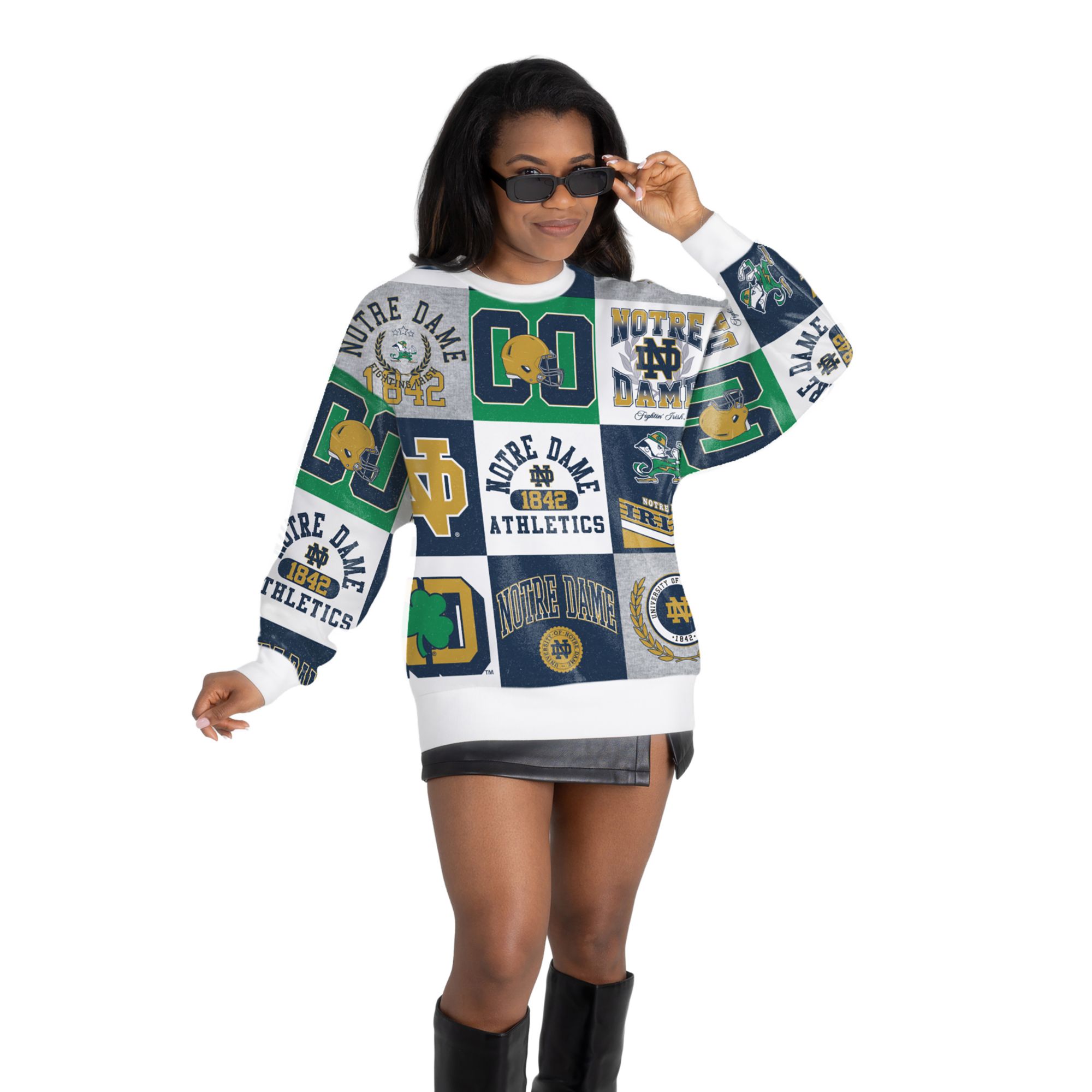 Gameday Couture Women's Notre Dame Fighting Irish All Over Print Crewneck Sweatshirt