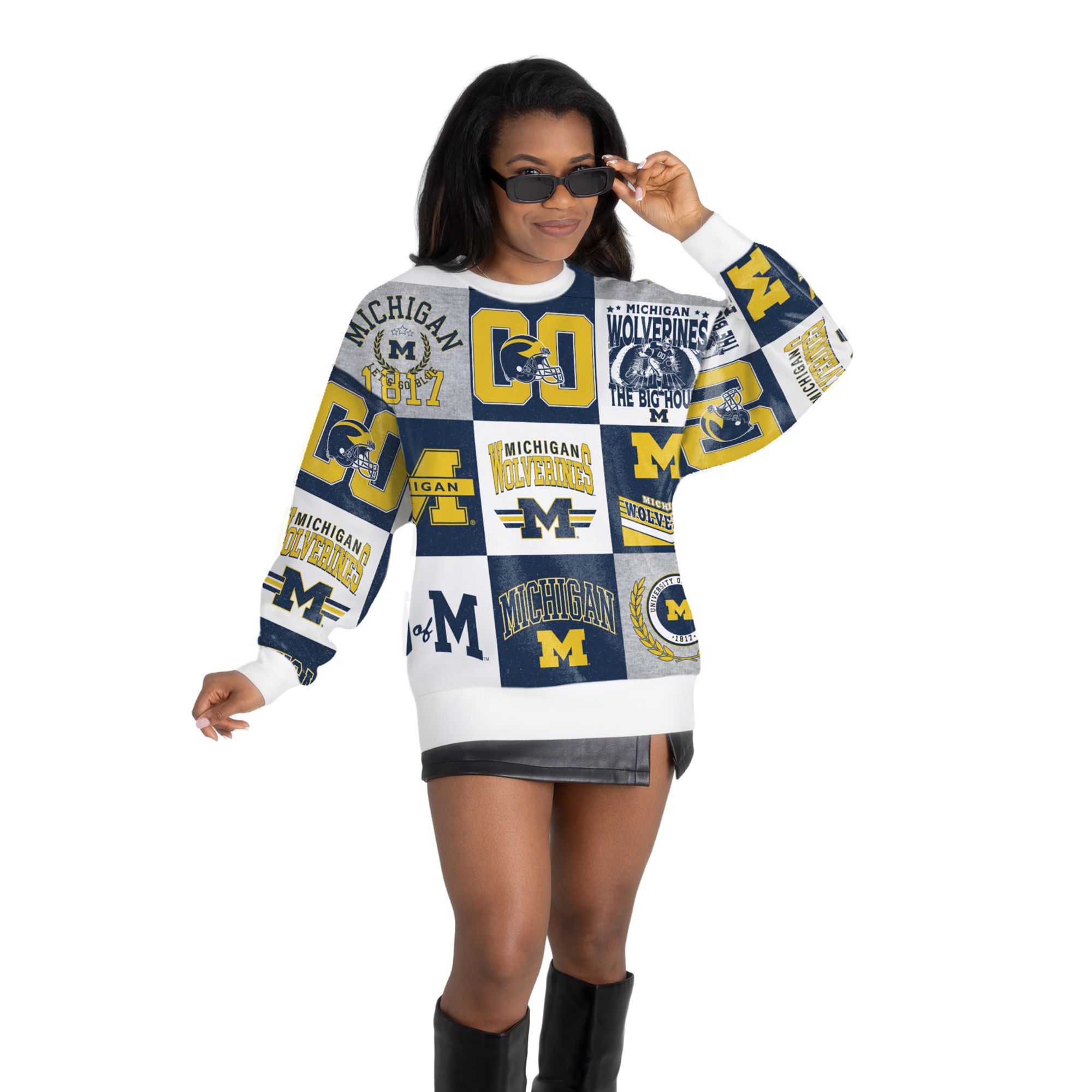 Gameday Couture Women's Michigan Wolverines All Over Print Crewneck Sweatshirt