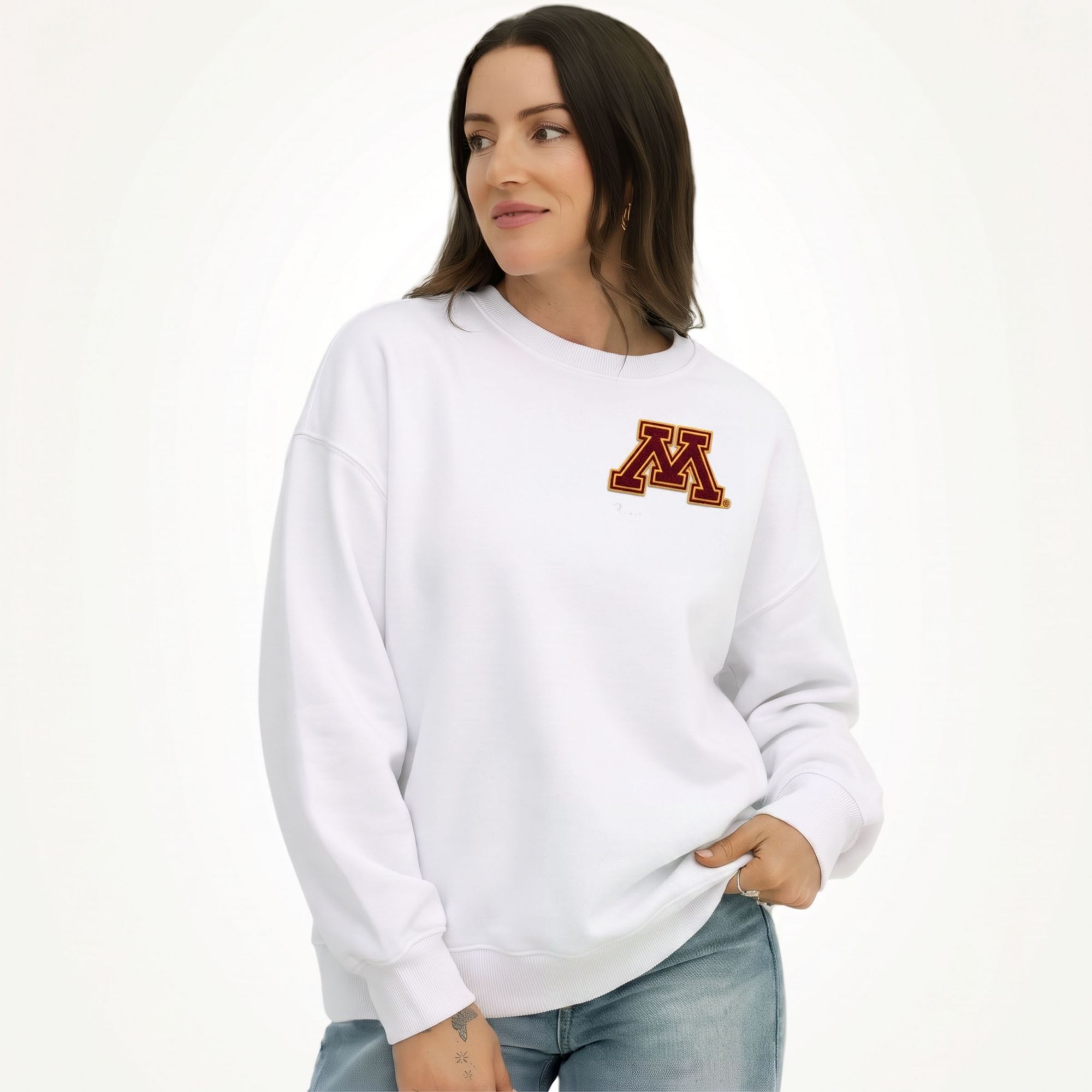 Gameday Social Women's Minnesota Golden Gophers White Suave Suede Crewneck Sweatshirt