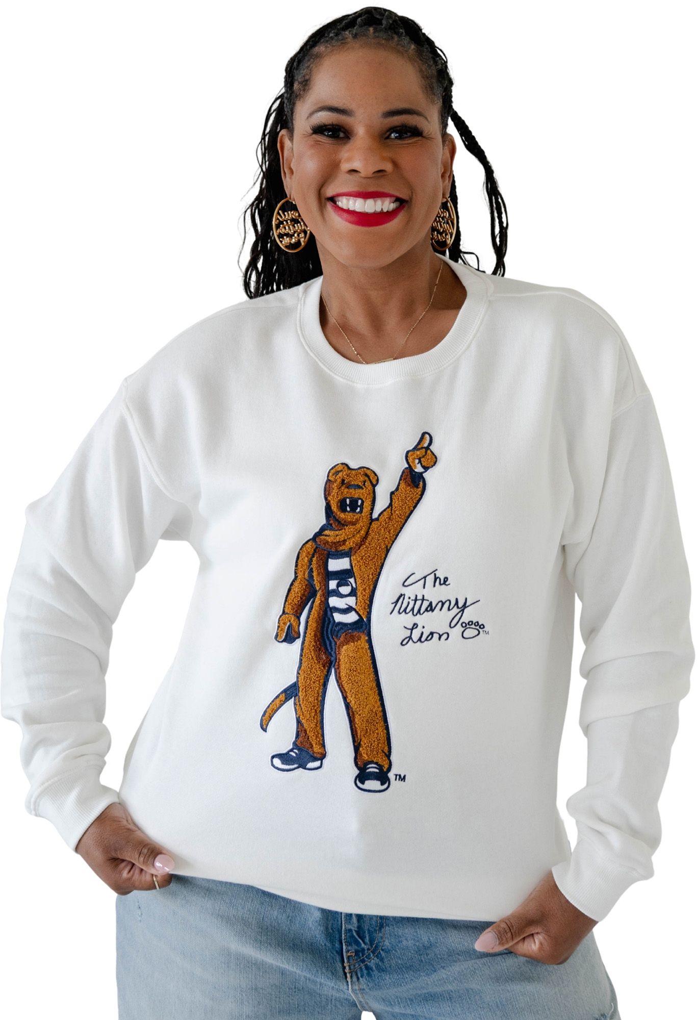 Gameday Social Women's Penn State Nittany Lions White Mascot Crewneck Sweatshirt