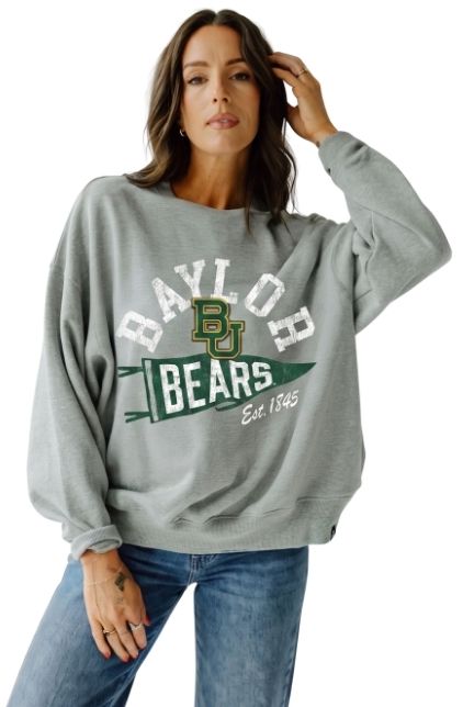 Gameday Social Women's Baylor Bears Heather Grey Starlite Crewneck Sweatshirt
