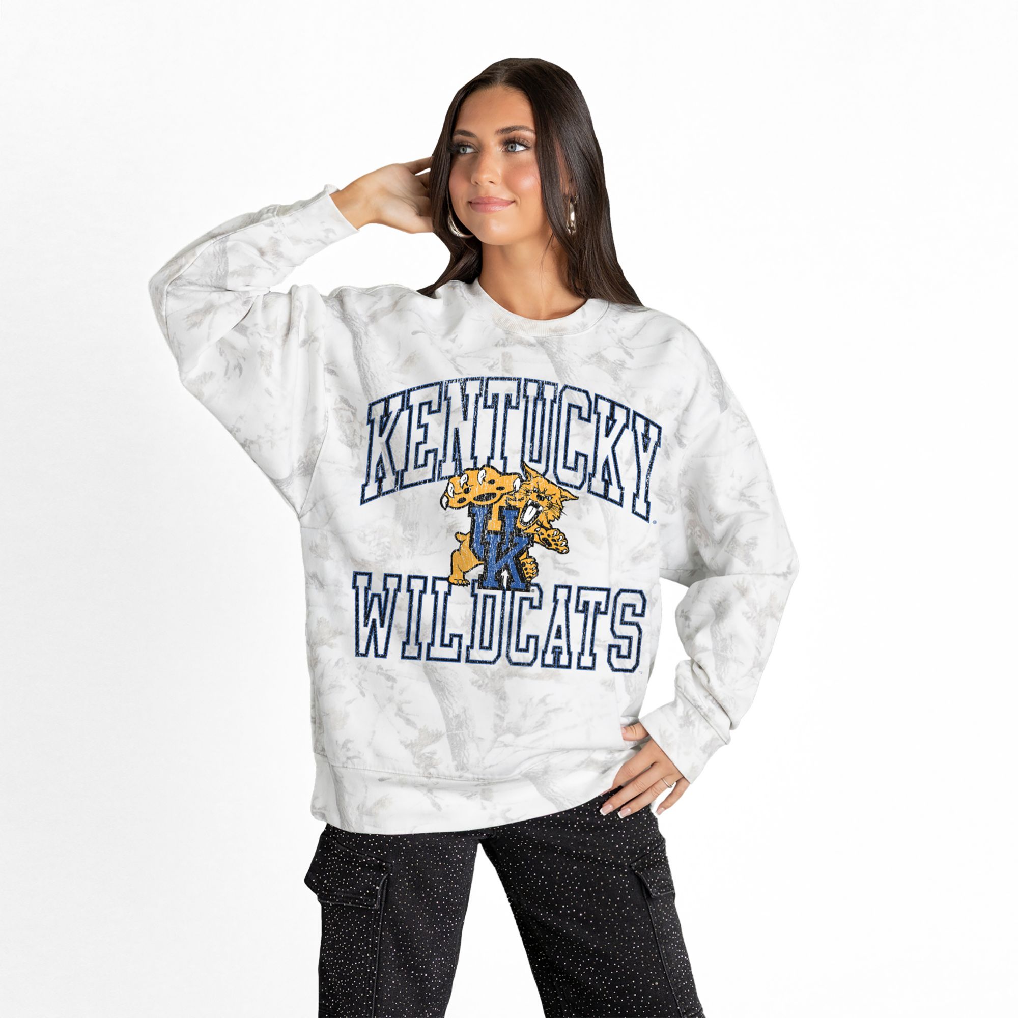 Gameday Couture Women's Kentucky Wildcats Camo White Crewneck Sweatshirt
