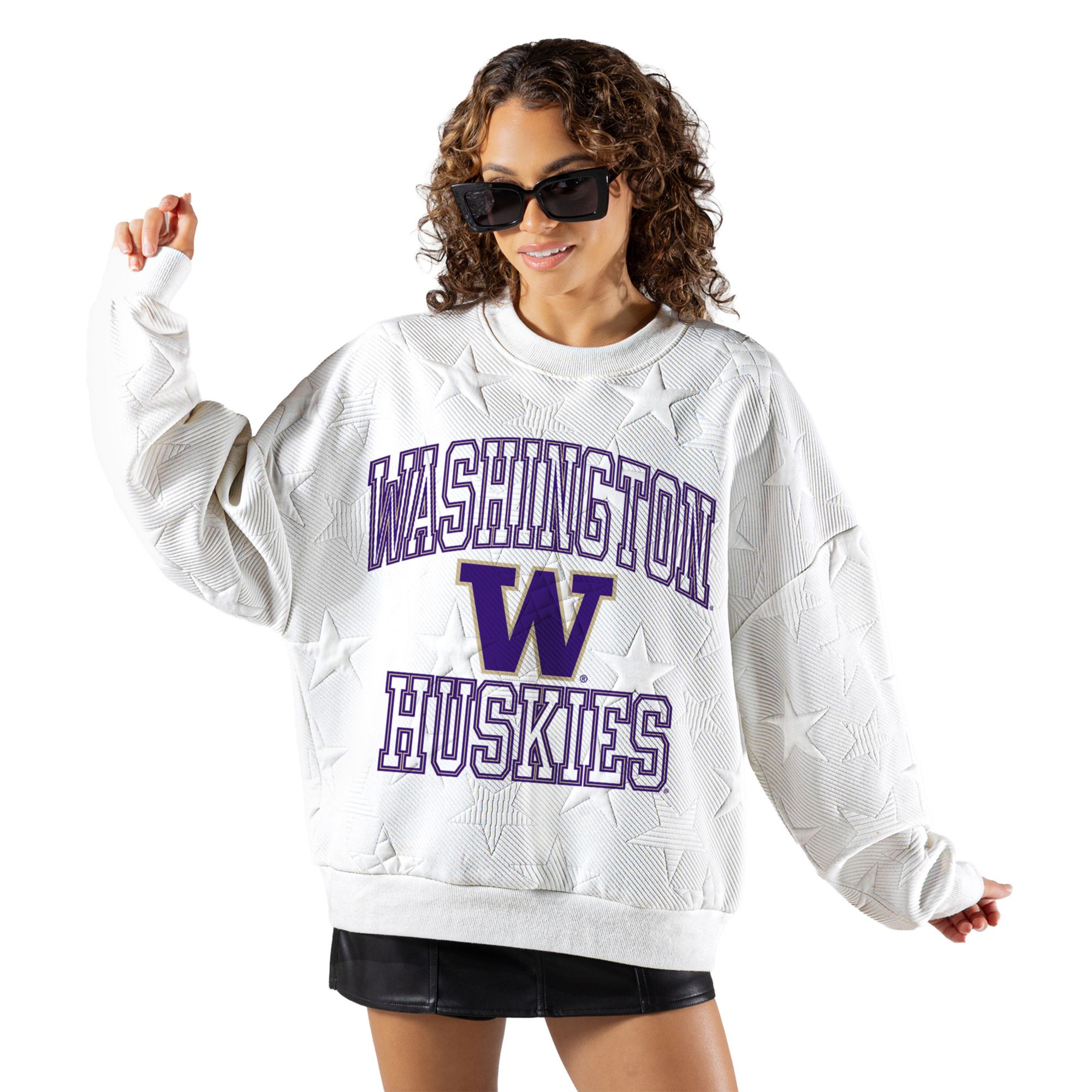 Gameday Couture Women's Washington Huskies Embossed Stars Premium Crewneck Sweatshirt