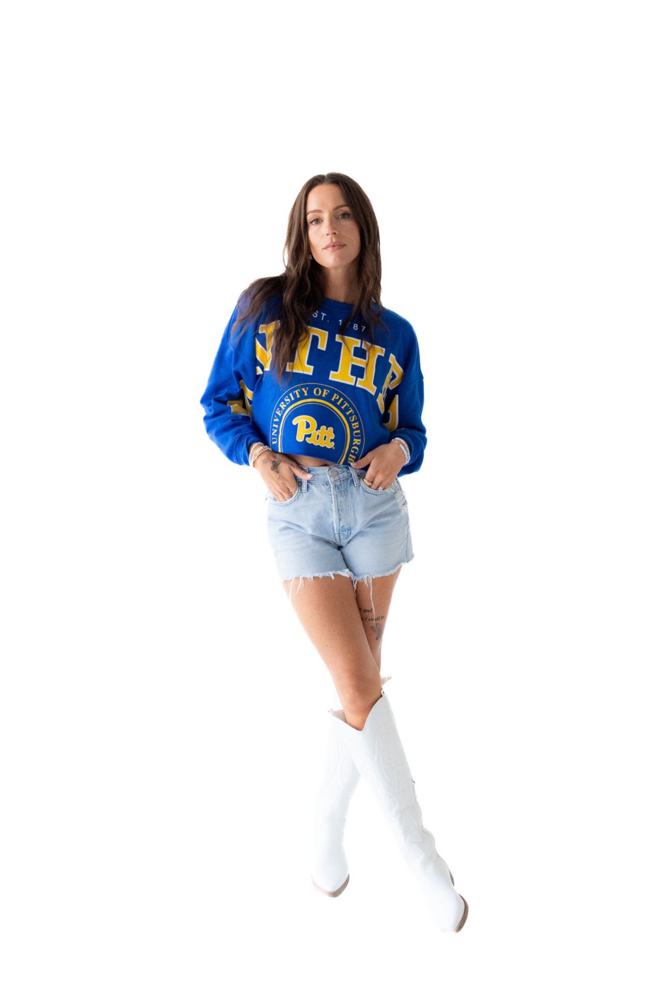 Gameday Social Women's Pitt Panthers Cropped Long Sleeve Shirt