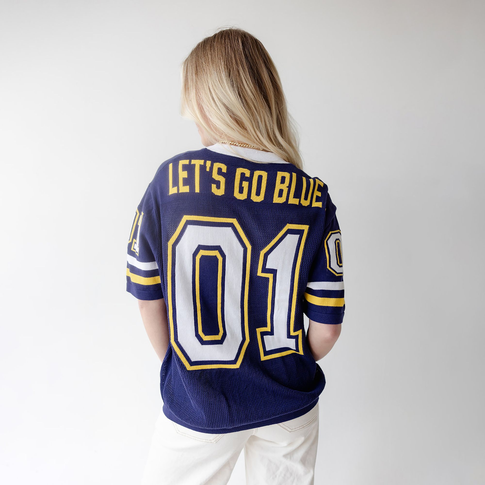 Gameday Social Women's Michigan Wolverines Navy Sweater Jersey