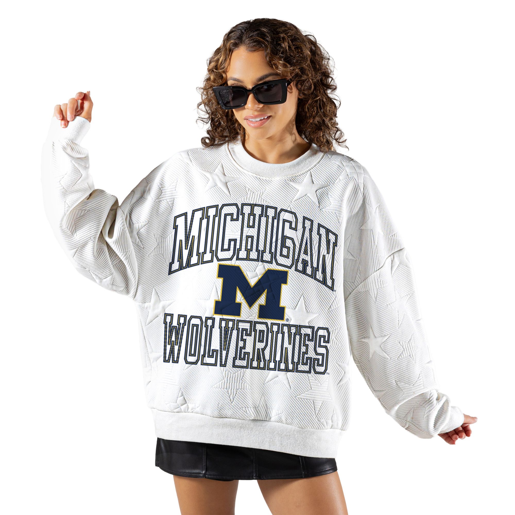 Gameday Couture Women's Michigan Wolverines Embossed Stars Premium Crewneck Sweatshirt