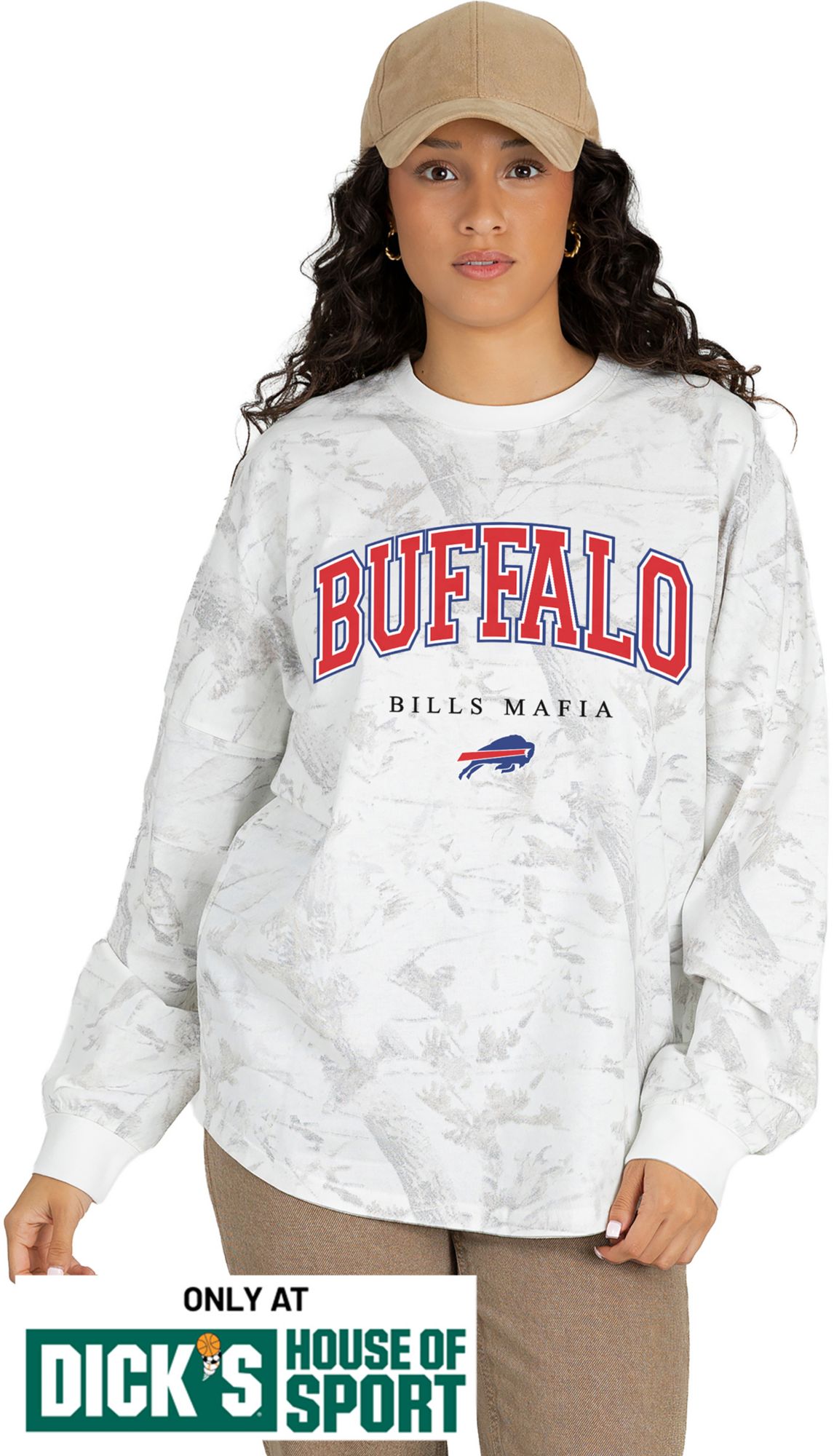 Gameday Couture Women's Buffalo Bills White Hot Streak Camo Oversized Long Sleeve Shirt