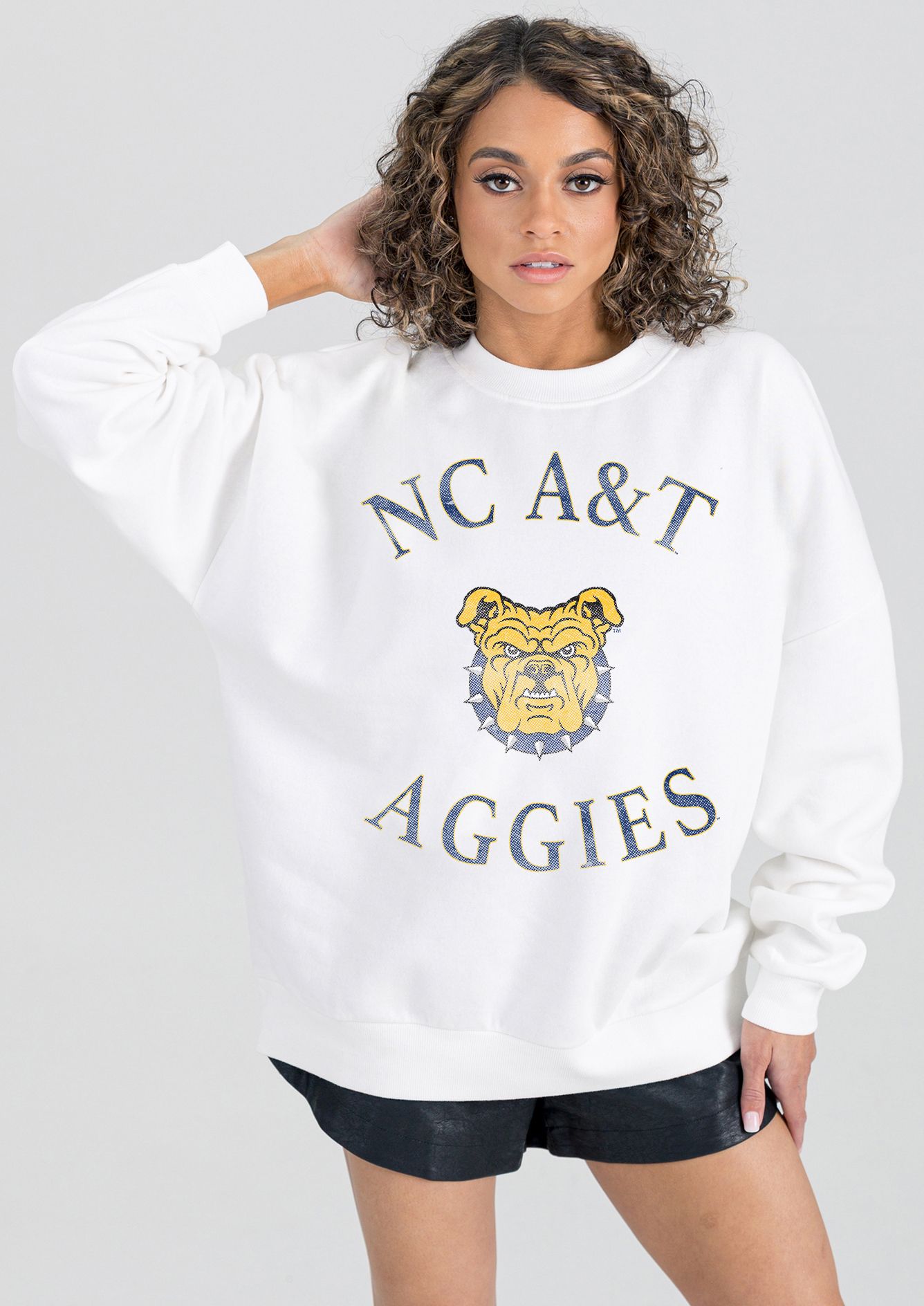 Gameday Couture Women's North Carolina A&amp;T Aggies White Premium Fleece Drop Shoulder Sweatshirt