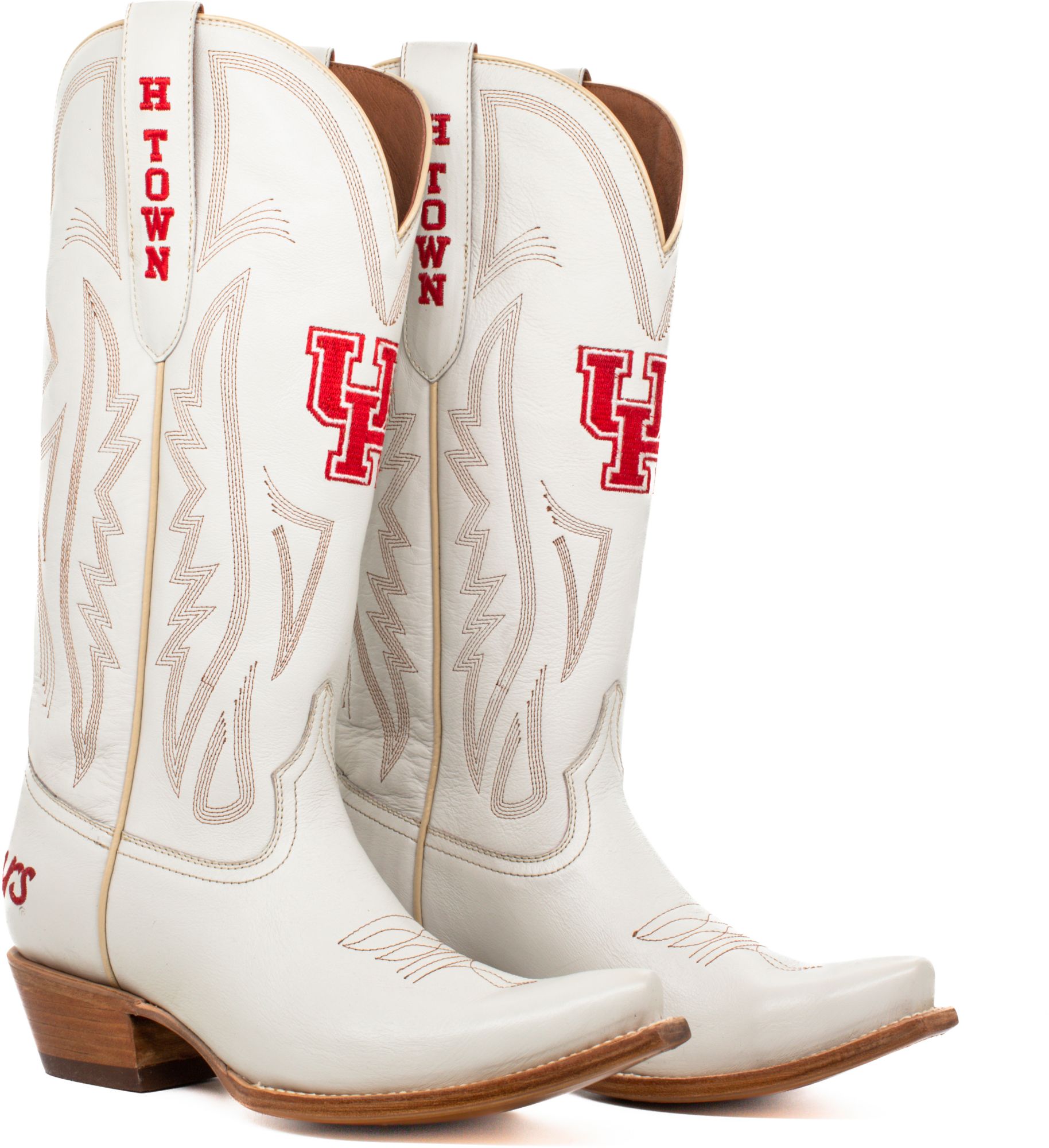 Gameday Boots Women's Houston Cougars Ivory Tall Leather 14"Western Boots