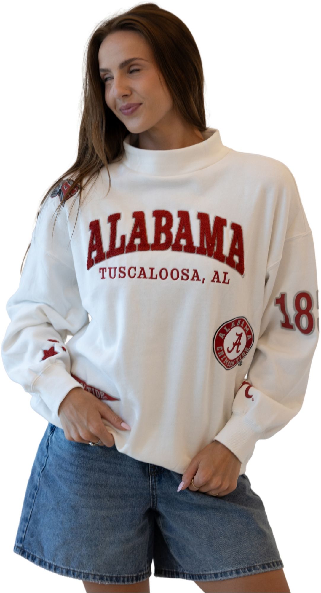 Gameday Social Women's Alabama Crimson Tide White All Over Print Crewneck Sweatshirt