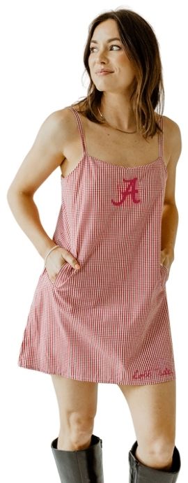 Gameday Social Women's Alabama Crimson Tide Crimson and White SEC Saturday Gingham Romper