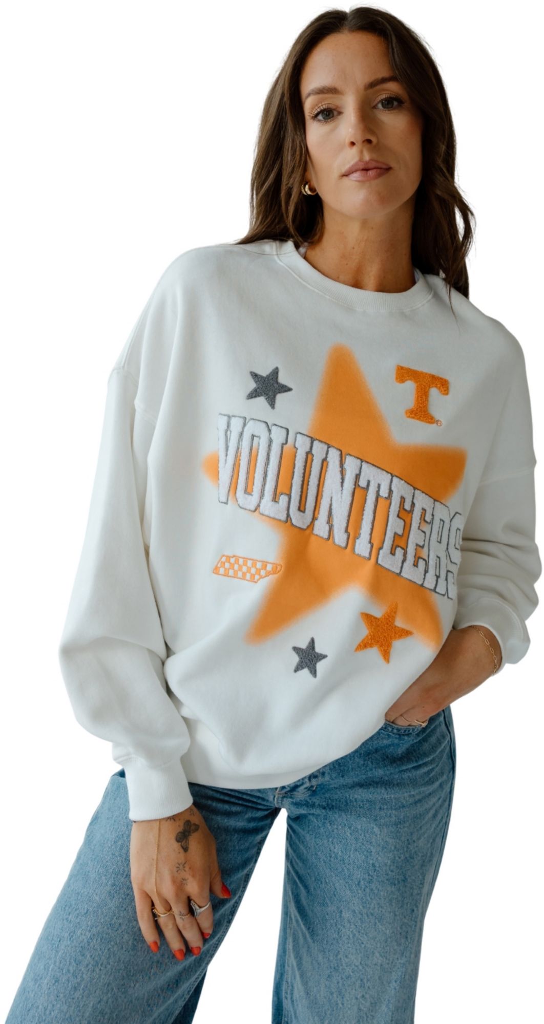 Gameday Social Women's Tennessee Volunteers White Star Patch Sweatshirt