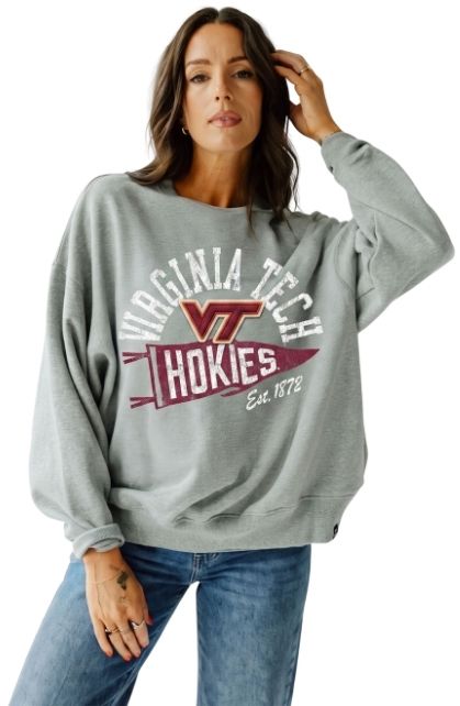 Gameday Social Women's Virginia Tech Hokies Heather Gray Stillson Crewneck Sweatshirt