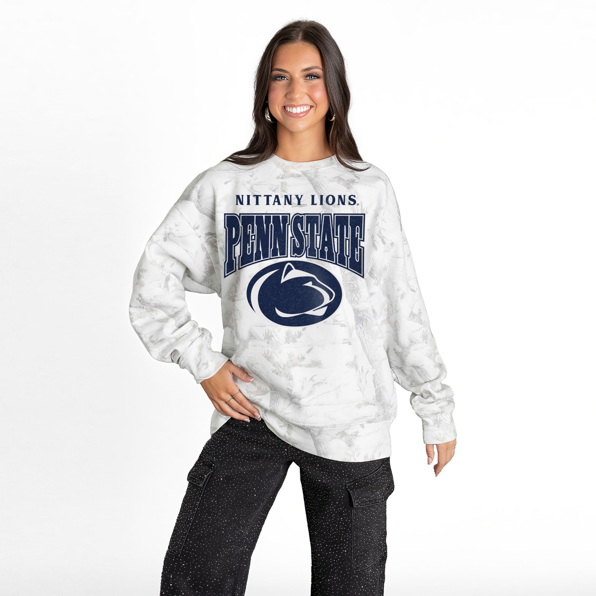 Gameday Couture Women's Penn State Nittany Lions Camo White Crewneck Sweatshirt