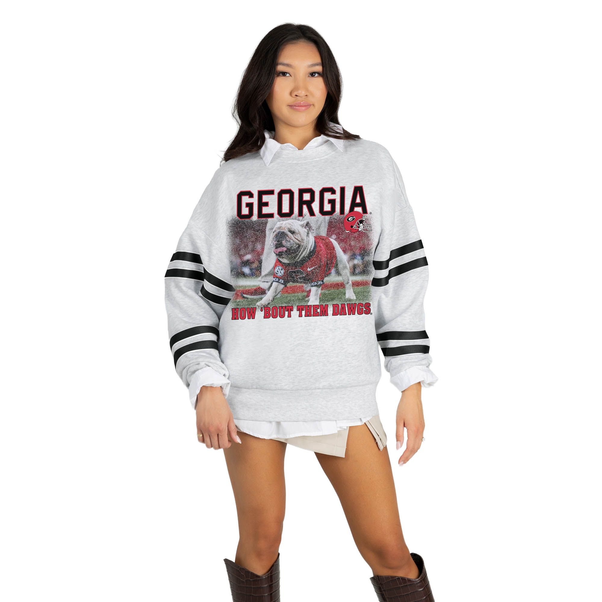 Gameday Couture Women's Georgia Bulldogs Black Stripe Sleeve Crewneck Sweatshirt