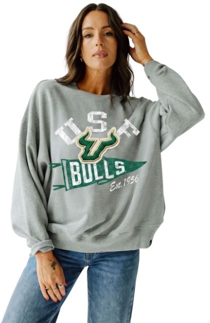 Gameday Social Women's South Florida Bulls Heather Gray Stillson Crewneck Sweatshirt