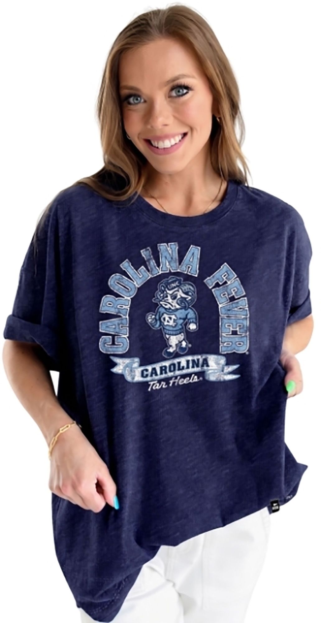 Gameday Social Women's North Carolina Tar Heels Washed Navy Roundabout T-Shirt