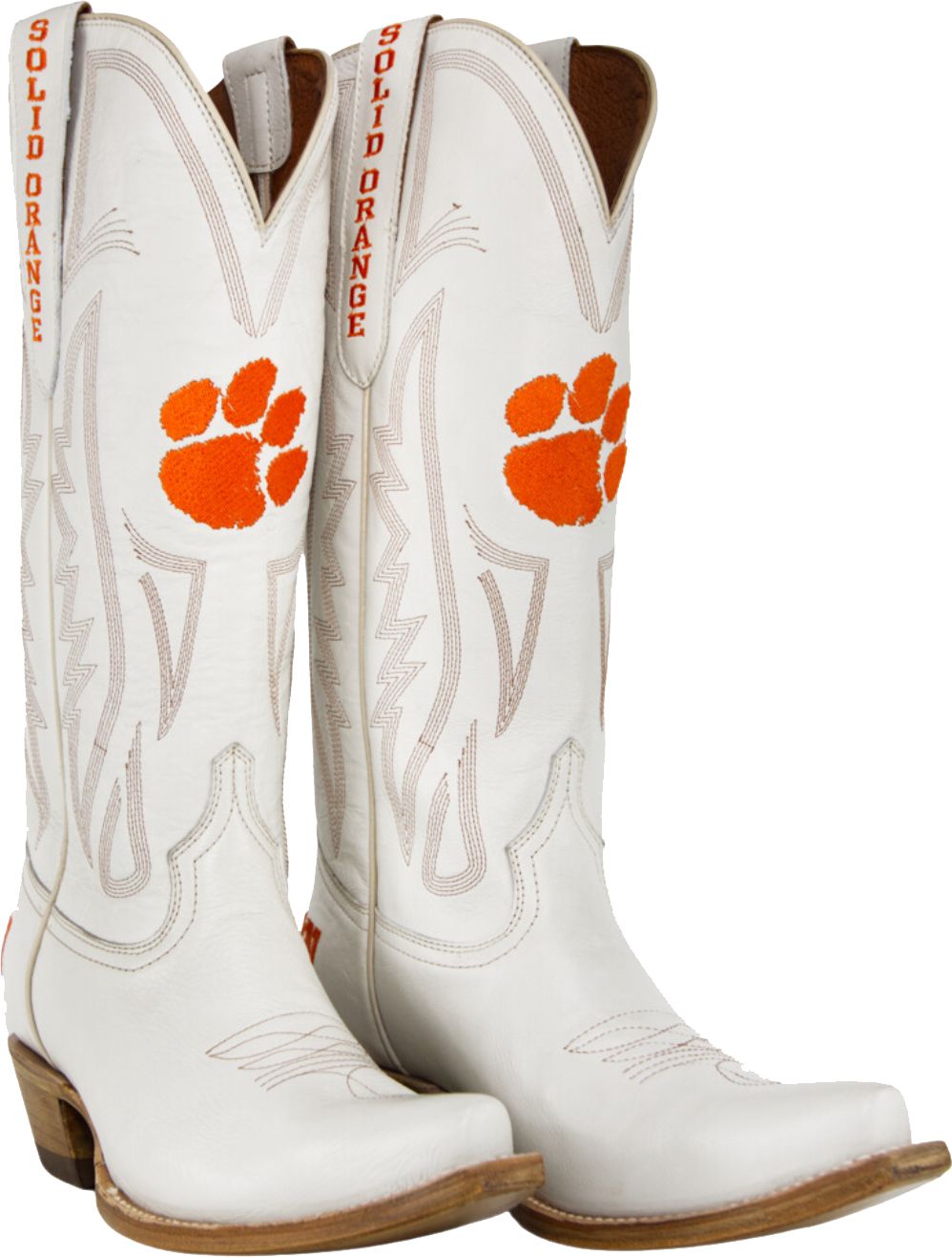 Gameday Boots Women's Clemson Tigers Ivory Tall Leather 14"Western Boots