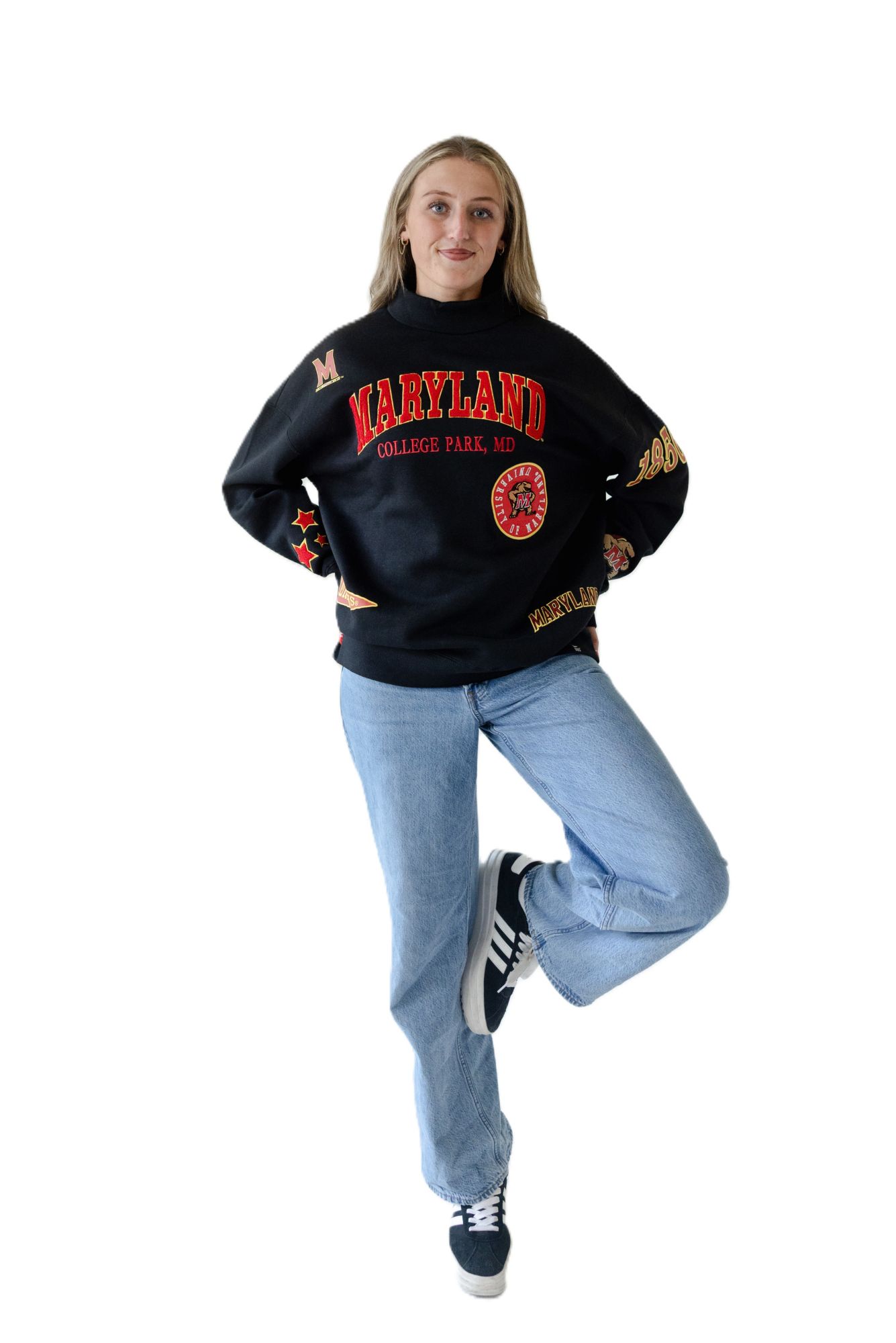 Gameday Social Women's Maryland Terrapins Black All Over Scatter Crewneck Sweatshirt