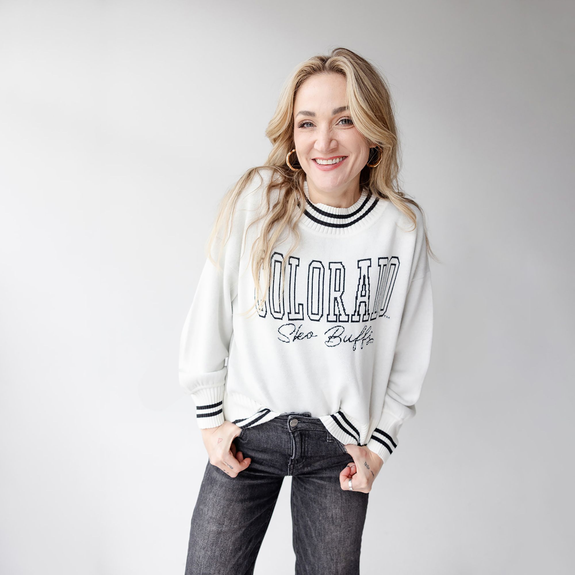 Game Day Social Women's Colorado Buffaloes Black Everyday Fan Queen Sweater