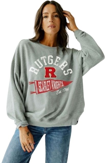 Gameday Social Women's Rutgers Scarlet Knights Heather Gray Stillson Crewneck Sweatshirt
