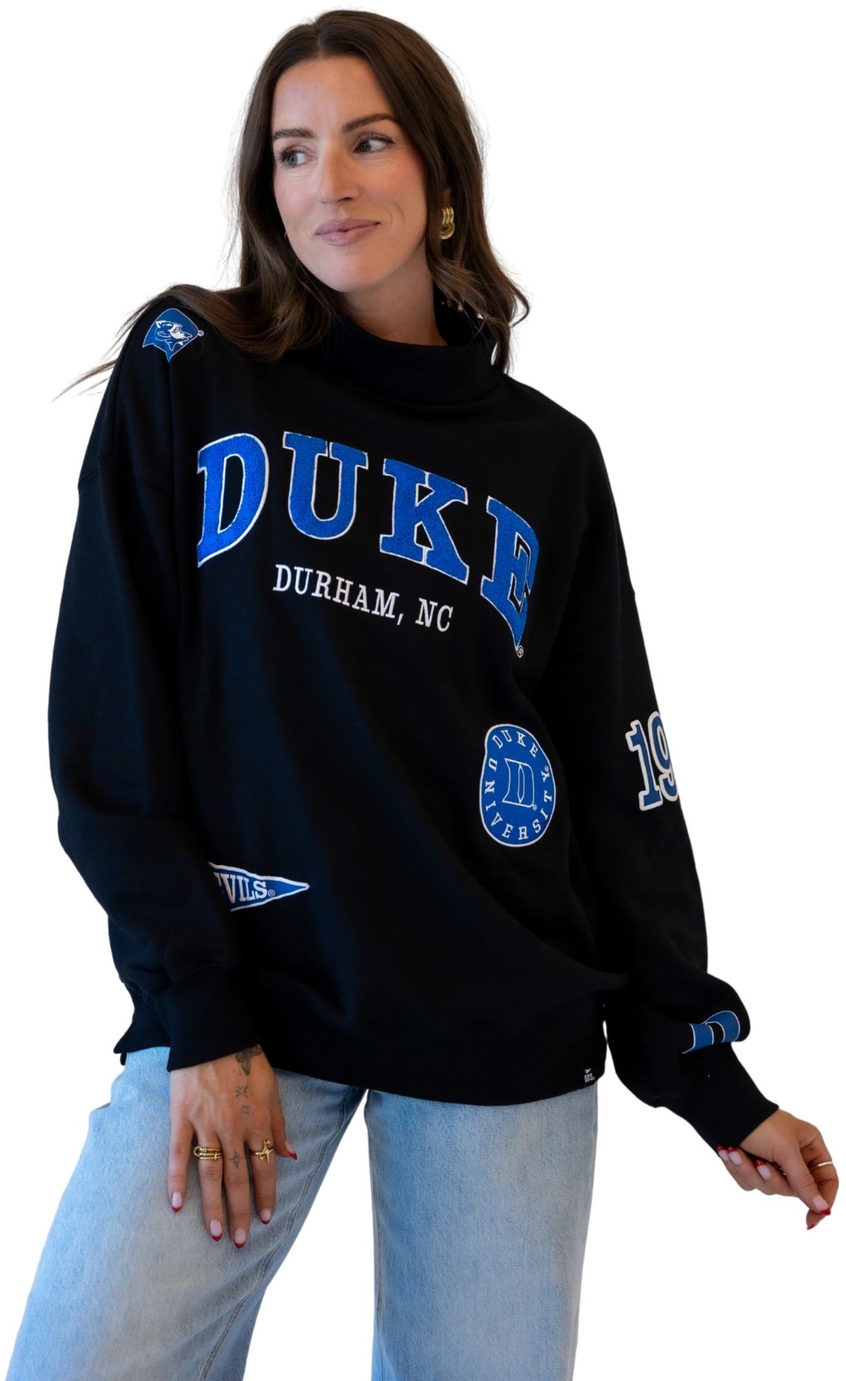 Gameday Social Women's Duke Blue Devils All Over Print Mock Neck Sweatshirt