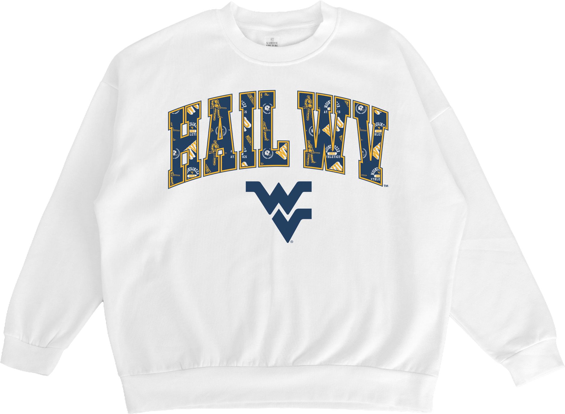 Gameday Couture Women's West Virginia Mountaineers White Fleece Drop Shoulder Crewneck Sweatshirt