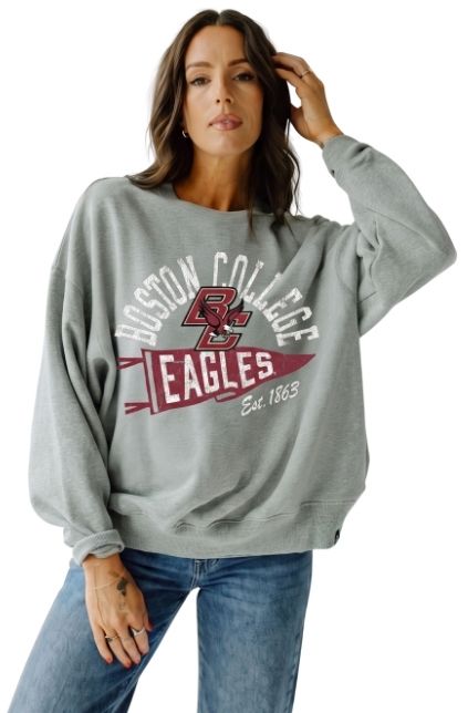 Gameday Social Women's Boston College Eagles Heather Gray Stillson Crewneck Sweatshirt