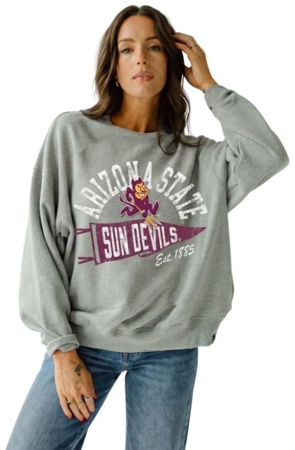 Gameday Social Women's Arizona State Sun Devils Heather Grey Starlite Crewneck Sweatshirt