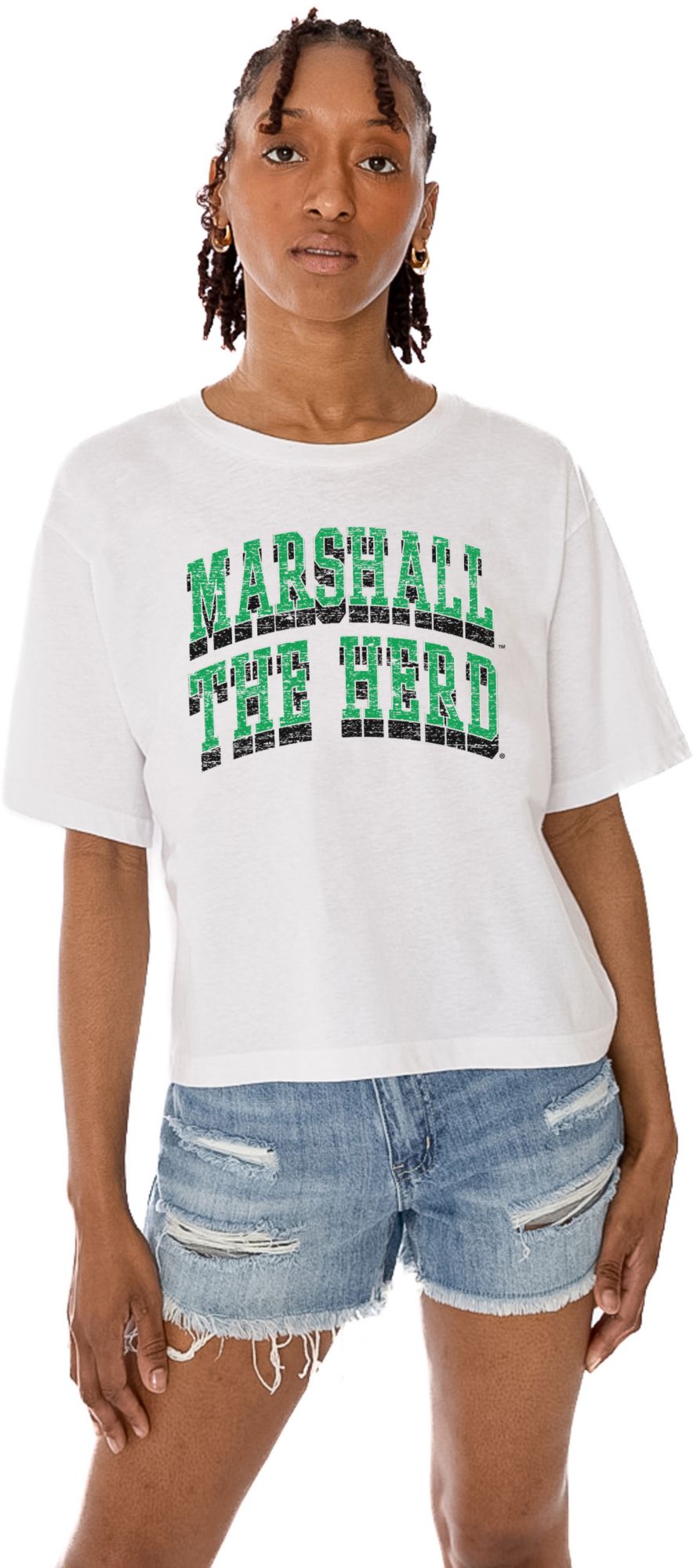 Gameday Couture Women's Marshall Thundering Herd White Fame Cropped T-Shirt