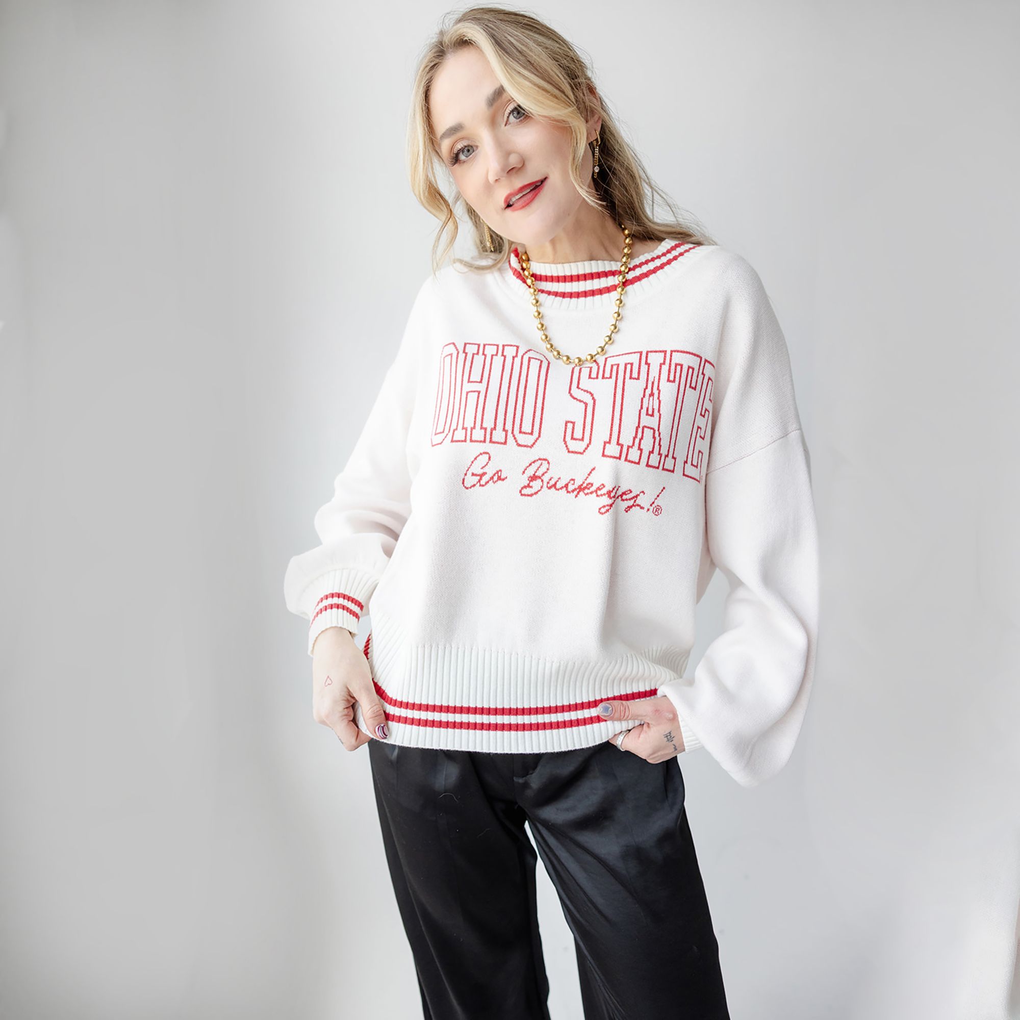 Game Day Social Women's Ohio State Buckeyes Red Everyday Fan Queen Sweater