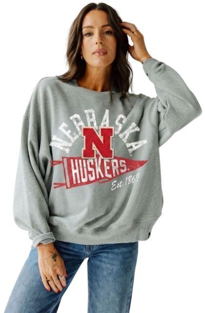 Gameday Social Women's Nebraska Cornhuskers Heather Gray Stillson Crewneck Sweatshirt